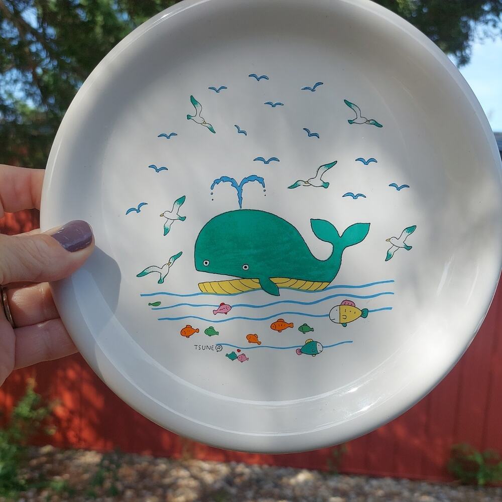 Tsune Takahashi VTG Lunch Salad Childs 7.5” Plate rare whale sealife